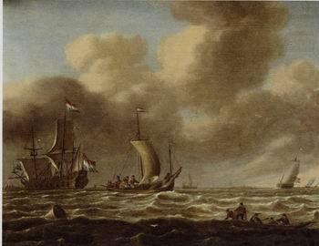 Seascape, boats, ships and warships.46, unknow artist